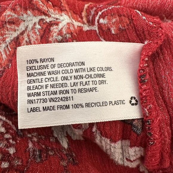 Knox Rose Red Floral Dress Boho Fall Long Sleeve V-Neck Women's Size Small - Picture 8 of 8